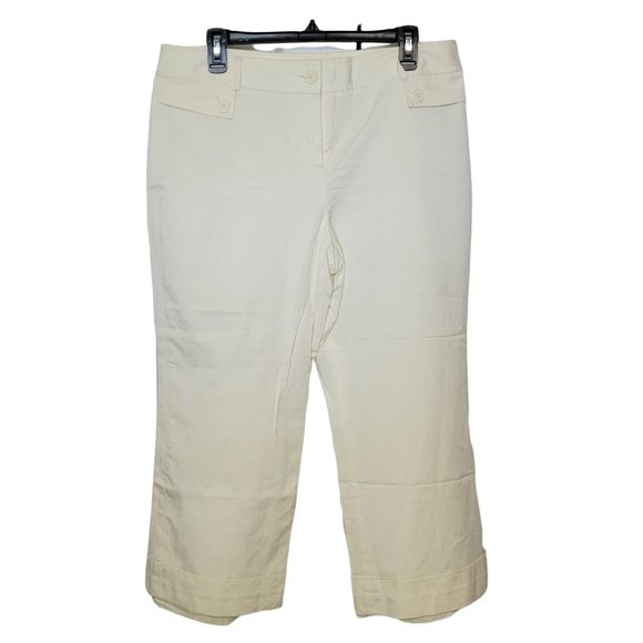 Ann Taylor Loft Petite Size 14P Cream Beige Cropped Capri Pants 977 - Picture 1 of 4